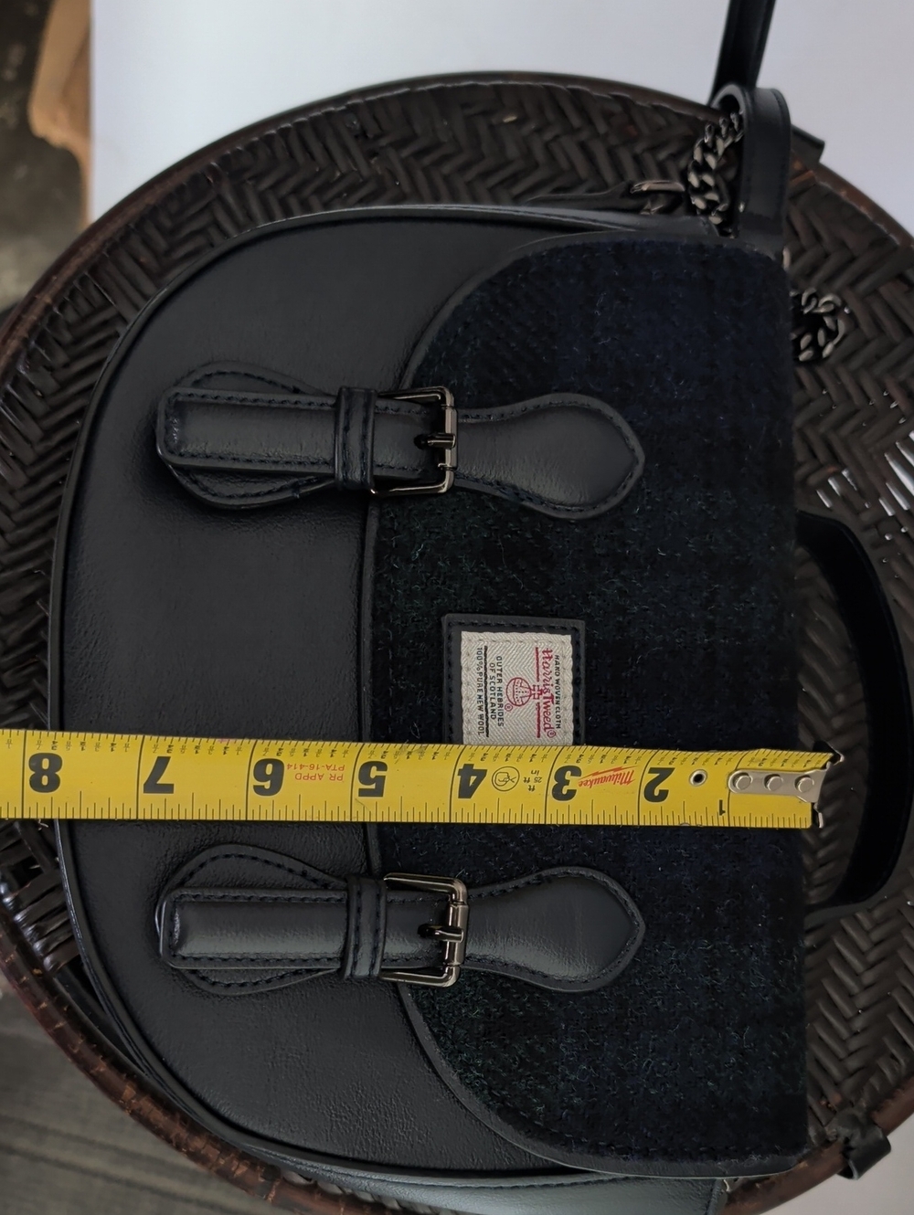 Classic Black Plaid Satchel Crossbody Bag - Picture 11 of 16